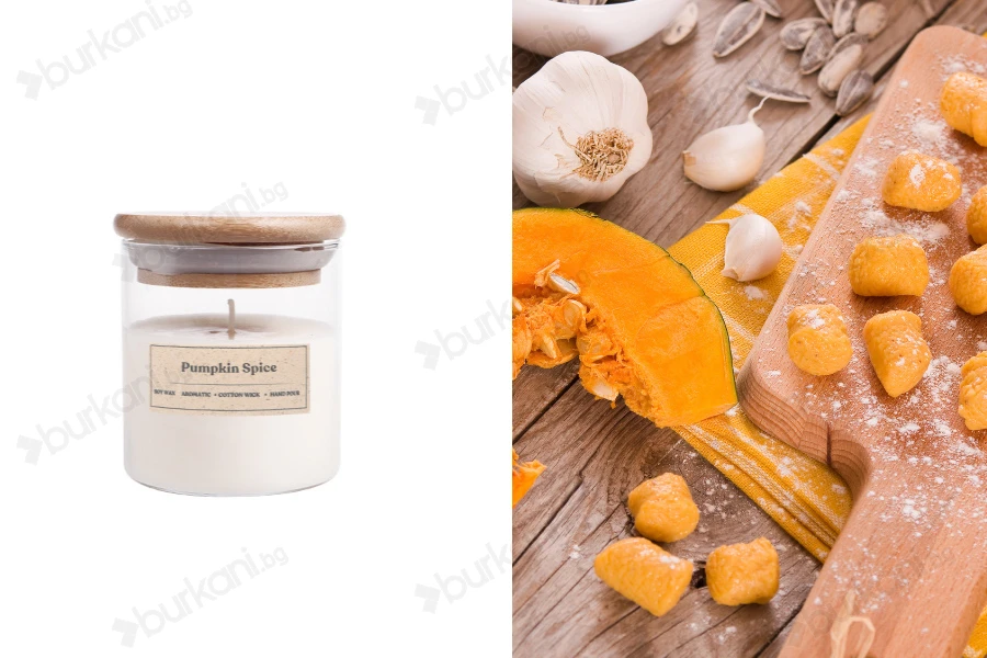 Ароматна ръчно изработена свещ Pumpkin Spice с восъчен фитил -110 гр.-изображение_продукт