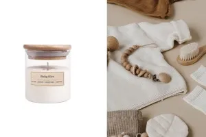 Αроматна ръчно изработена свещ " Baby Kiss" - 110 гр. с дървен фитил-изображение_продукт