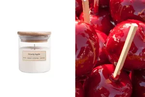 Ароматна ръчно изработена свещ " Candy Apple" - 110 гр.  с дървен фитил-изображение_продукт