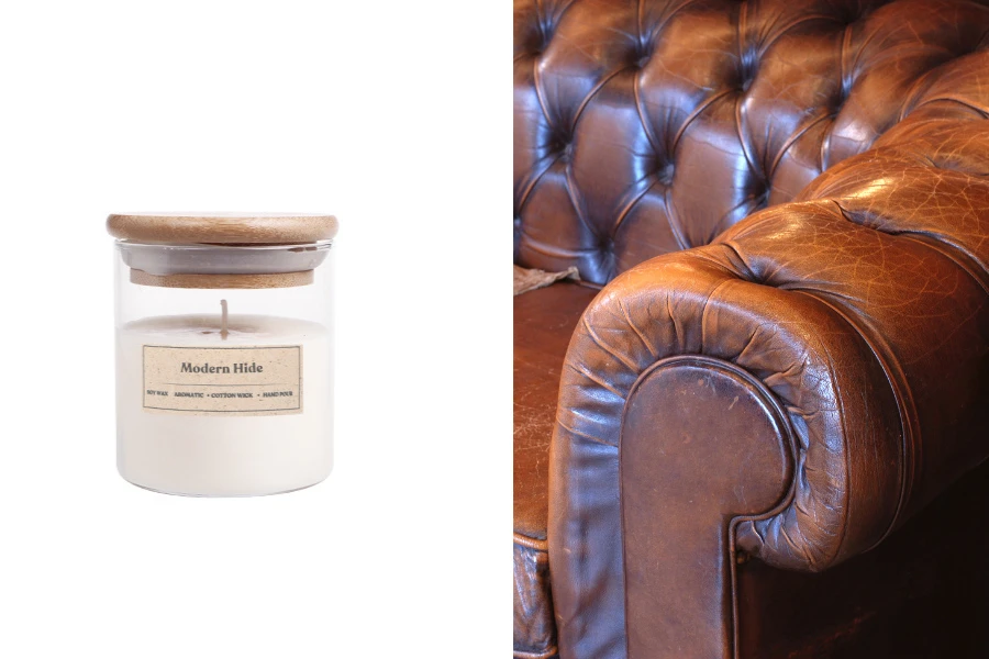 Ароматна ръчно изработена свещ Modern Hide с дървен фитил - 110 гр.-изображение_продукт
