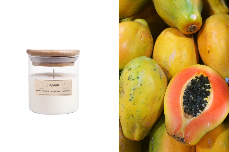 Ароматна ръчно изработена свещ ПАПАЯ - 110 гр.-изображение_продукт
