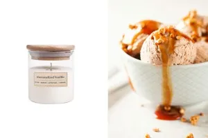 Ароматна ръчно изработена свещ " Vanilla Caramel " - 110 гр. с дървен фитил-1