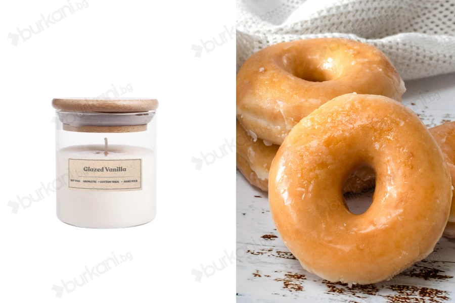 Ароамтна ръчно изработена свещ Glazed Vanılla с дървен фитил - 110 гр.-изображение_продукт