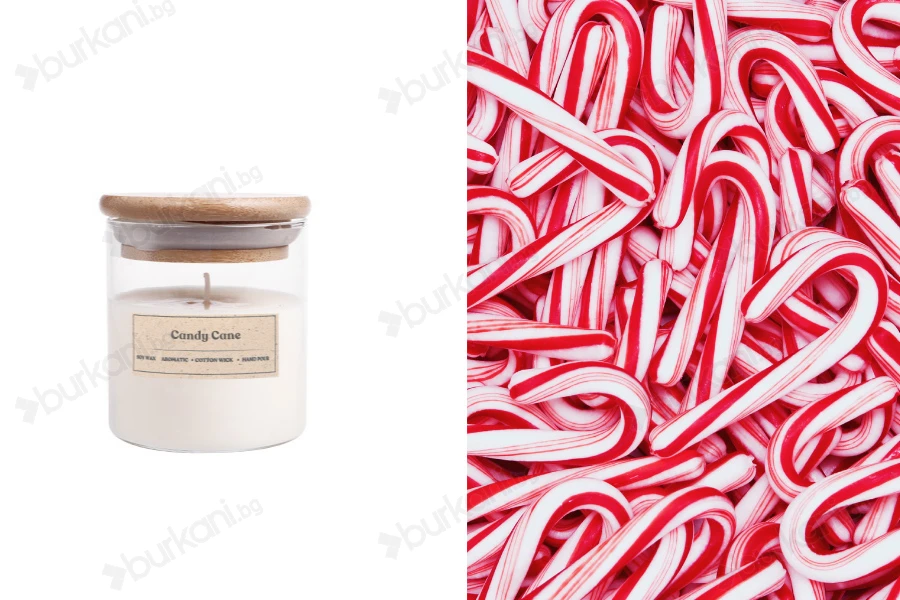 Ароматна свещ Candy Cane 110 gr с памучен фитил-изображение_продукт