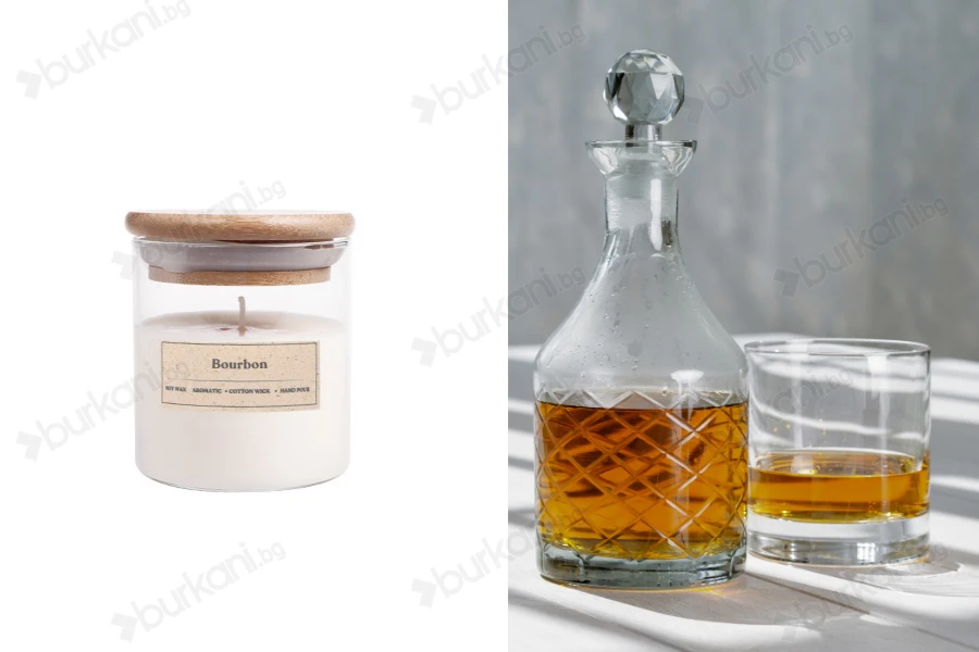 Ароматна  свещ от соев восък "Bourbon "с памучен фитил (110гр)-изображение_продукт