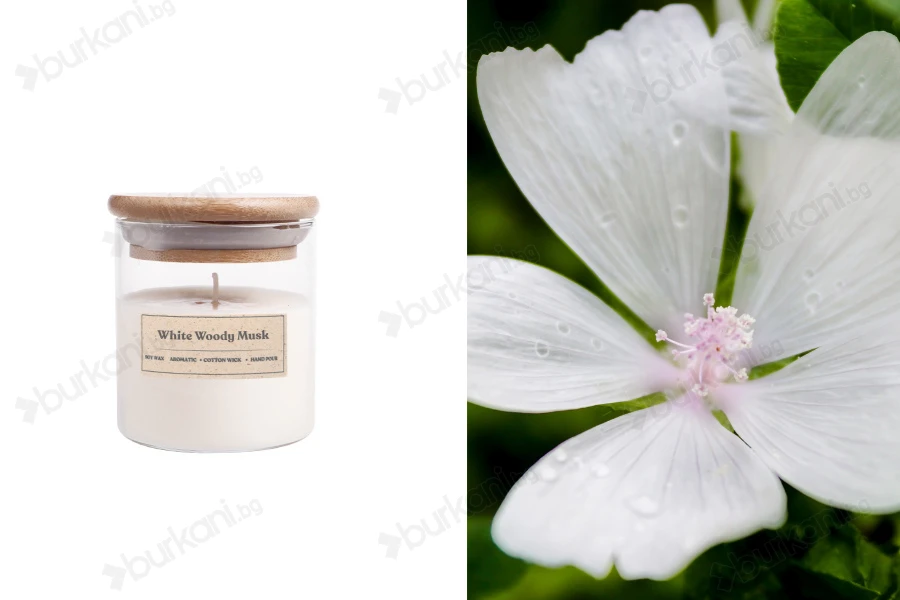 Ароматна свещ White Woody Musk 110 гр с памучен фитил -изображение_продукт