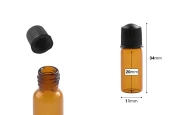 Малко стъклено карамелено шише  1 ml с размери  11x30 mm и с капачка-изображение_размери