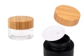 Стъклен буркан 30 мл  с дървена капачка и пластмасов уплътнител-изображение_продукт