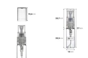 Малка стъклена бутилка със спрей помпа за парфюм 3 мл-изображение_размери