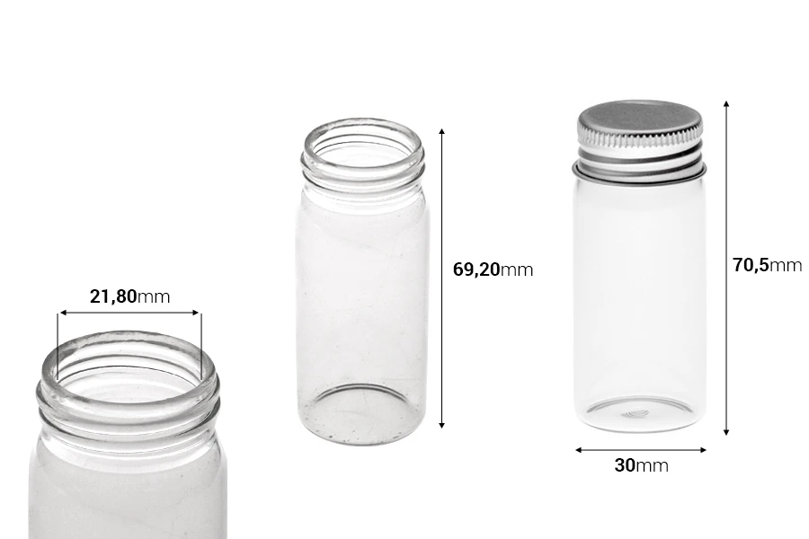 Стъклена бутилка 30 мл с алуминиева капачка в опаковка от 12 бр.-изображение_размери