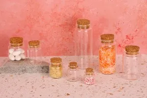 Малки стъклени шишета с коркова тапа 50 мл, с размер  47x50-5