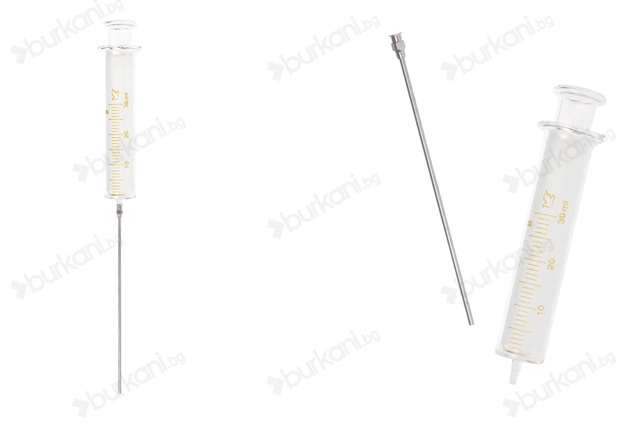 30 ml стъклена спринцовка с метална игла-изображение_продукт