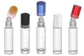 Стъклена бутилка 10 мл със стъклен рол он, с капачка в различни цветове-изображение_група