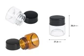 Малко стъклено бурканче за крем 5 мл (прозрачно или карамелено) с пластмасова черна капачка-изображение_група
