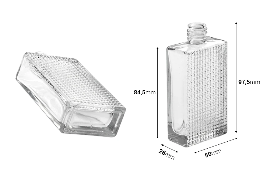 Стъклена бутилка за парфюм 50 мл (18/415) Стъклена бутилка за парфюм 50 мл (18/415)-изображение_размери