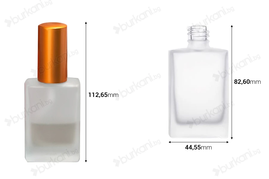 Стъклена Матова бутилка за парфюм  30 ml  (18/415)-изображение_размери
