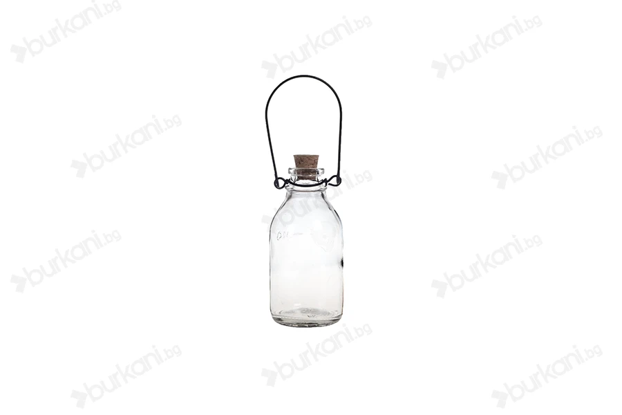 Стъклена бутилка с метална дръжка и коркова тапа  100ml-изображение_група