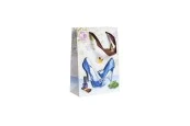 Хартиени  3-D подаръчни торбички , модел "Сини токчета", размер  "S", 18x8.5x25cm-изображение_продукт