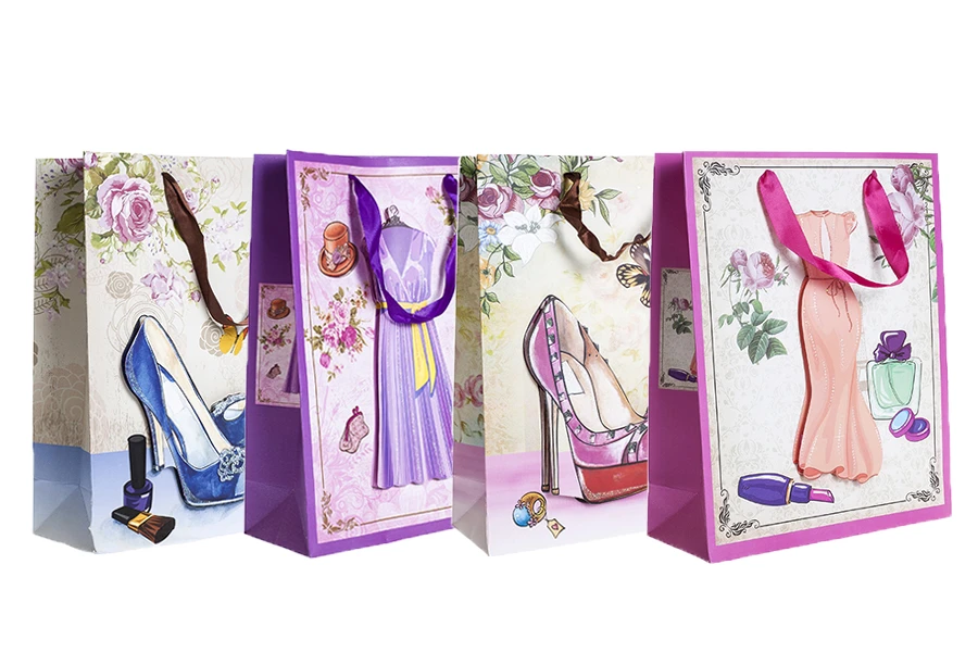 Хартиени 3-D подаръчни торбички "Оранжева рокля ", размер  "M", 26x10x32cm-изображение_група