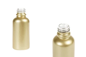 Стъклена бутилка за етерични масла 30 мл, лъскаво златисто, с чучур PP18-изображение_продукт