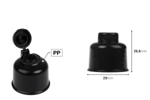 Пластмасова капачка flip top PP24 в черен цвят-изображение_размери