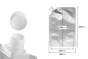 Алуминиева Doy Pack 500 ml със странична бяла капачка - 50 бр-изображение_размери