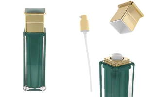Луксозна акрилна бутилка 100 мл в изумруден цвят с помпа за крем -изображение_продукт