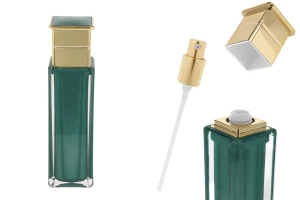 Луксозна акрилна бутилка 100 мл в изумруден цвят с помпа за крем -изображение_продукт