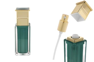 Луксозна акрилна бутилка 30 мл в изумруден цвят с помпа за крем -изображение_продукт