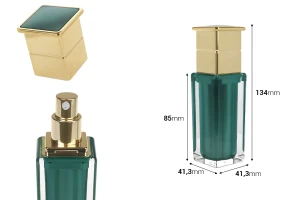 Луксозна акрилна бутилка 30 мл в изумруден цвят с помпа за крем -изображение_размери