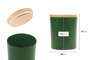 Стъклени матови буркани 300 мл с дървена капачна с гумено уплътнение-изображение_размери