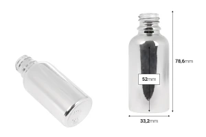 Стъклена бутилка 30 мл за етерични масла  сърловина PP 18 mm в златист или сребрист цвят-изображение_размери
