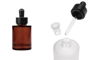 Стъклена бутилка 50 мл с черен матов капкомер-изображение_продукт