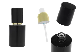 Матово черно стъклено шишенце 50 мл със златен спрей и матово черна капачка-изображение_продукт