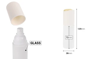 Луксозна стъклена бяла матова бутилка 400 мл със златиста помпа за крем/лосион и бяла капачка-изображение_размери