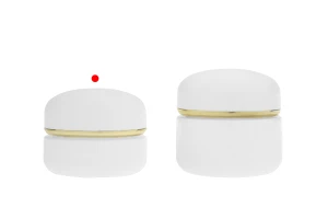 Стъклен матов бял буркан за крем  30 мл с капачка със златиста лента с уплътнител и вътршена вложка  -изображение_група