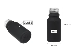 10 мл стъклена бутилка за етерични масла с PP18 гърло в различни гумени цветове-изображение_размери