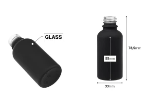 30 мл стъклена бутилка за етерични масла с чучур PP18 в различни цветове гума-изображение_размери