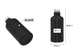 50 мл стъклена бутилка за етерични масла с чучур PP18 в различни цветове гума-изображение_размери