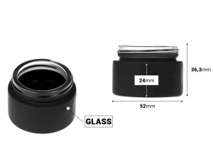 Стъклен буркан за крем 30 мл - без капачка в различни каучукови цветове-изображение_размери