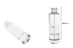 Прозрачна стъклена цилиндрична бутилка 15 мл-изображение_размери