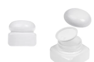 Бял стъклен буркан 50 мл с капачка (с  уплътнение) и пластмасова вътрешна вложка-изображение_продукт