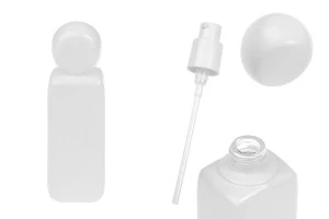 Стъклена бяла бутилка 100 мл с помпа за крем и капачка-изображение_продукт