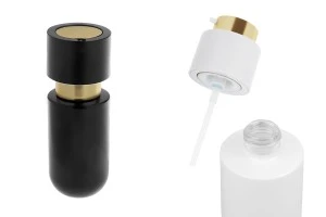 Стъклена бутилка 50 мл със златиста крем помпа-изображение_продукт