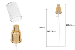 Пластмасова помпа за крем 24/410  с алуминиево покритие и прозрачна капачка-изображение_размери