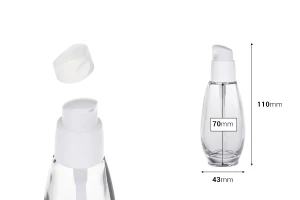 Стъклена бутилка 50 мл с пластмасова помпа  (PP18)-изображение_размери