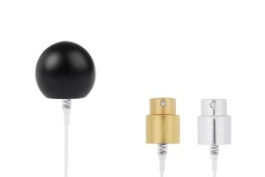 Комплект - алуминиев спрей пулверизатор и черна сферична капачка (малка) за бутилки с гърловина 15/400-изображение_продукт