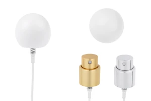 Комплект - алуминиев спрей и бяла сферична капачка (малка) за бутилки с гърловина 15/400-изображение_продукт