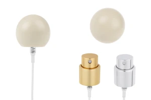 Комплект - алуминиев спрей и бежова сферична капачка (малка) за бутилки с гърловина 15/400-изображение_продукт