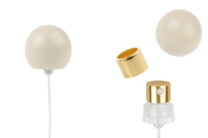 Спрей с бежова матова сферична (малка) капачка за парфюмни бутилки с 15 мм кримпване за безопасно затваряне-изображение_продукт